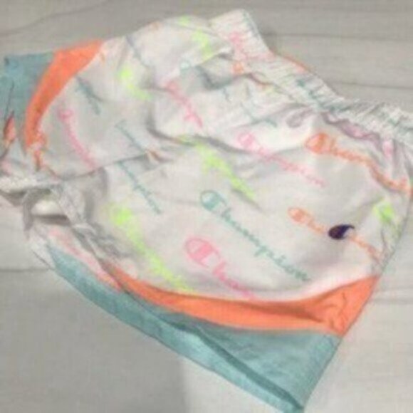 Champion Kid's Girl's White Elastic Waist Spell Out Pullover Neon Short Size 2T - Picture 4 of 5